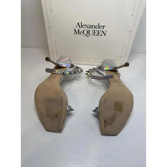 Alexander McQueen Studded Holographic Heels Women’s SZ 36 Store Display